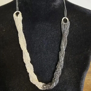 2 tone silver twisted necklace